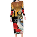 Australia Kookaburra ANZAC Day Long Sleeve Bodycon Dress Rising Sun 25th April Poppy Eucalyptus Blossoms - Aussie Hoodie