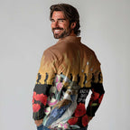 Australia Kookaburra ANZAC Day Long Sleeve Polo Shirt Rising Sun 25th April Poppy Eucalyptus Blossoms - Aussie Hoodie