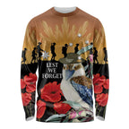 Australia Kookaburra ANZAC Day Long Sleeve Shirt Rising Sun 25th April Poppy Eucalyptus Blossoms - Aussie Hoodie