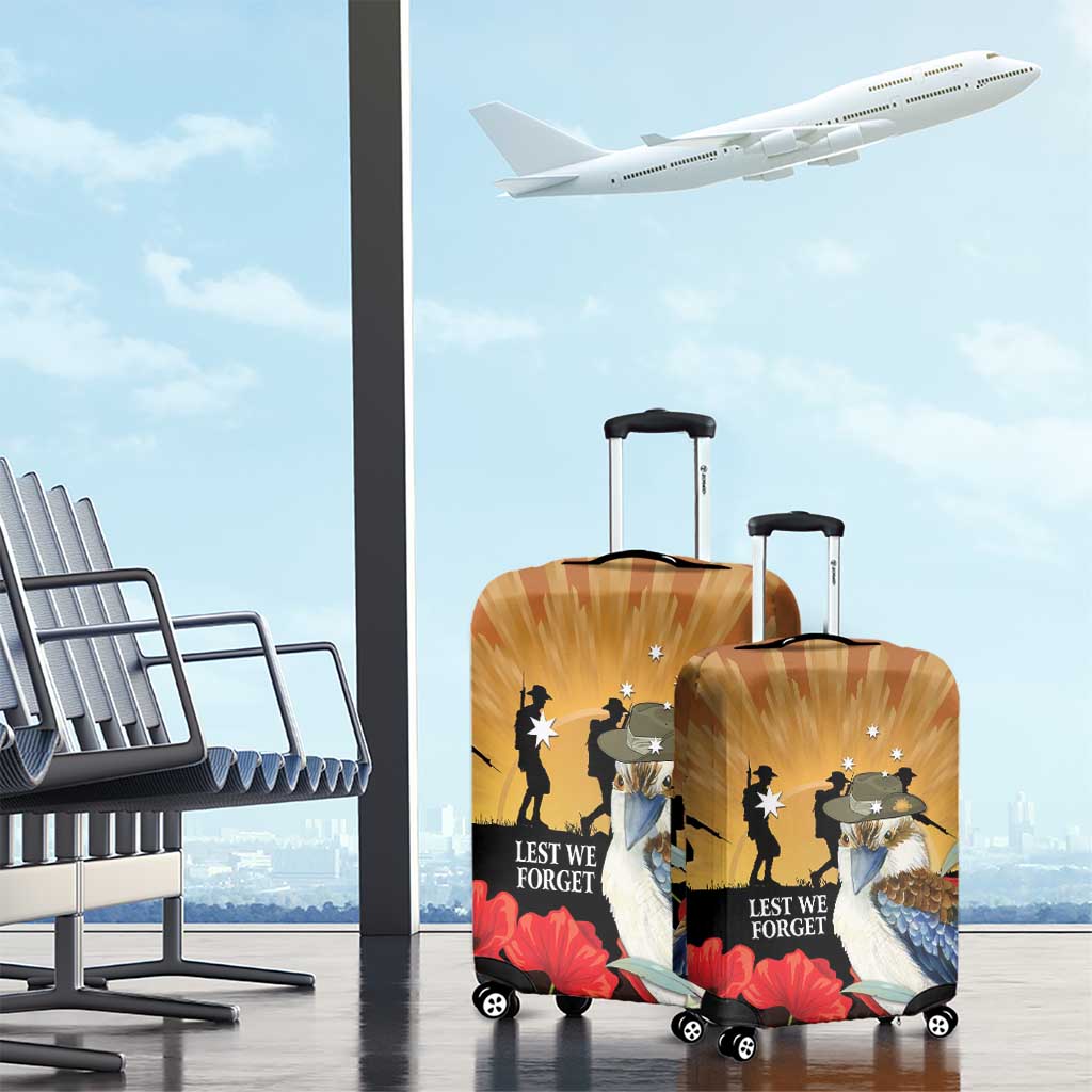 Australia Kookaburra ANZAC Day Luggage Cover Rising Sun 25th April Poppy Eucalyptus Blossoms - Aussie Hoodie