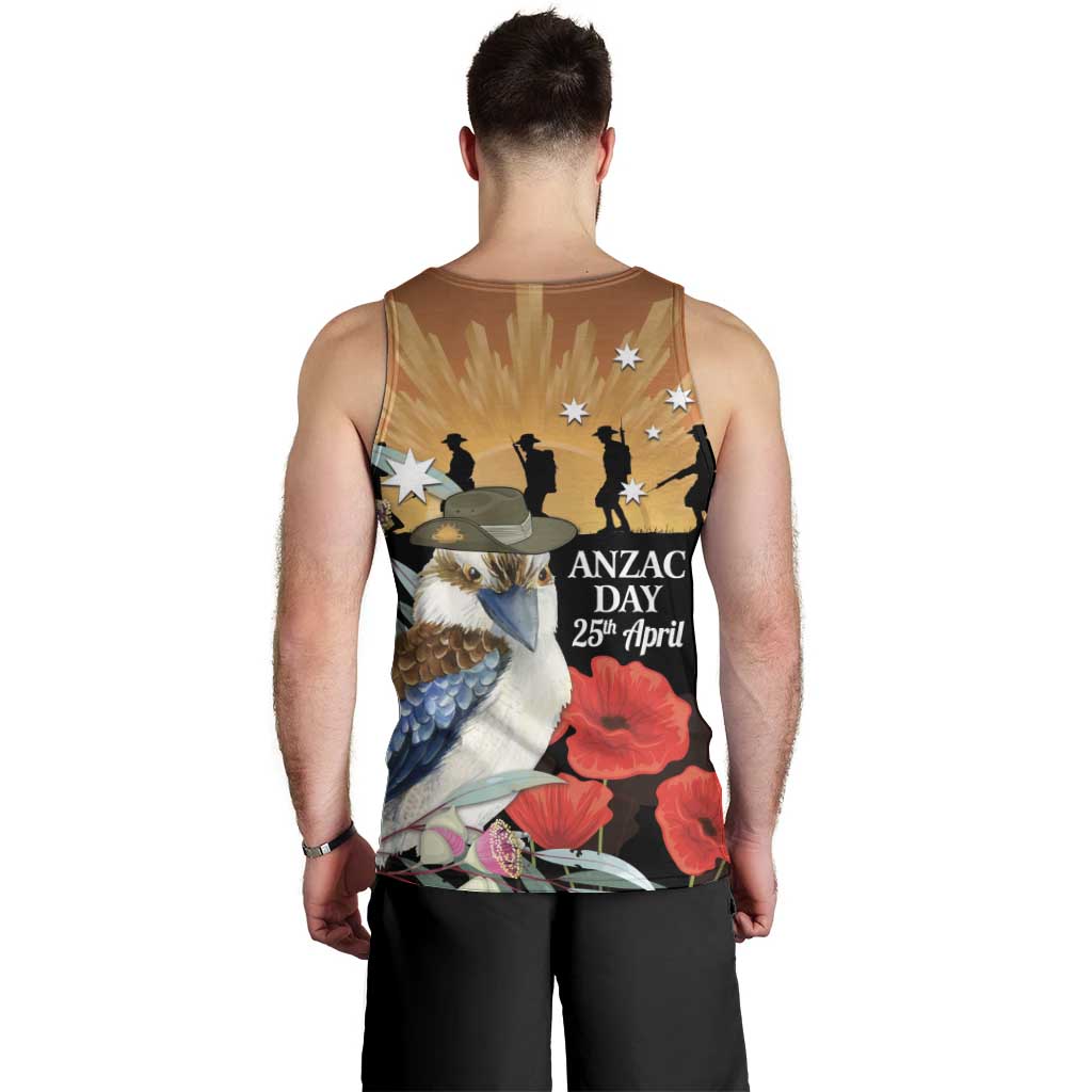 Australia Kookaburra ANZAC Day Men Tank Top Rising Sun 25th April Poppy Eucalyptus Blossoms - Aussie Hoodie
