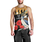 Australia Kookaburra ANZAC Day Men Tank Top Rising Sun 25th April Poppy Eucalyptus Blossoms - Aussie Hoodie