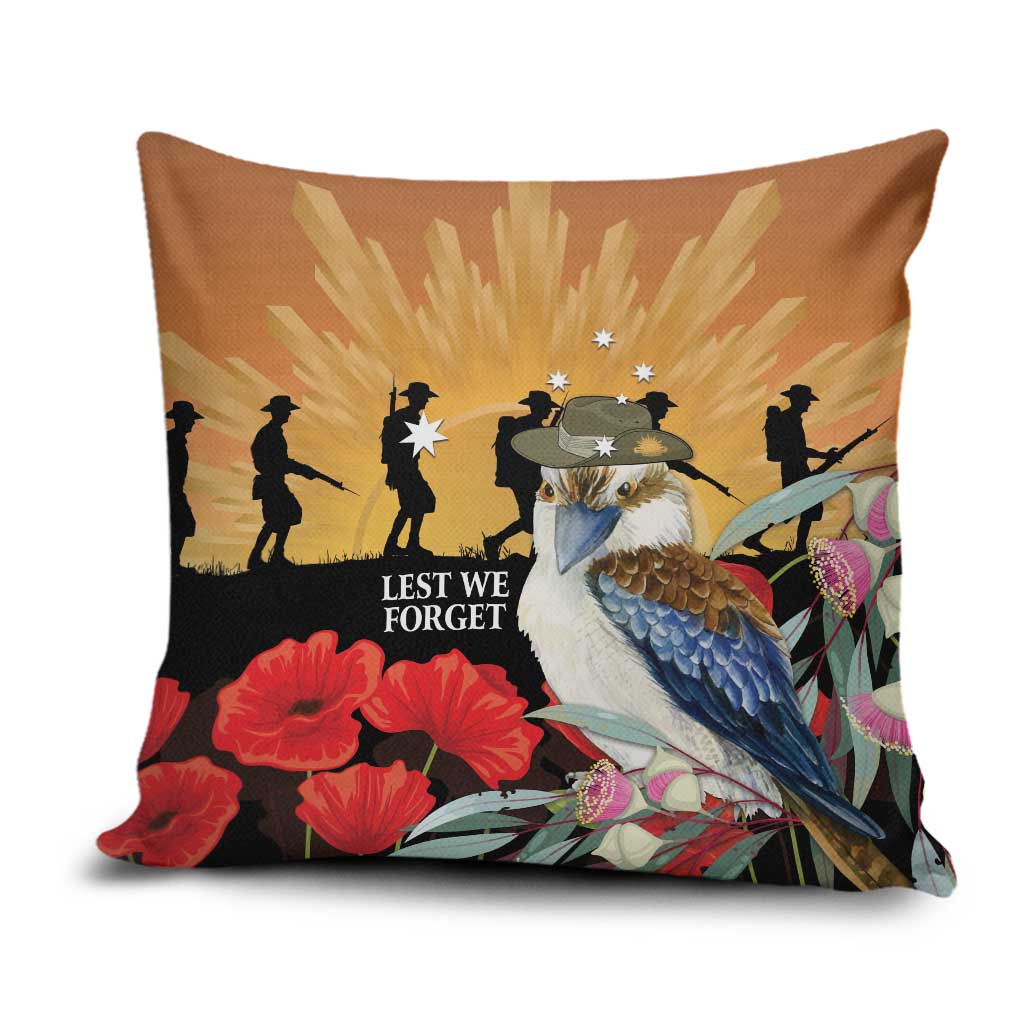 Australia Kookaburra ANZAC Day Pillow Cover Rising Sun 25th April Poppy Eucalyptus Blossoms - Aussie Hoodie