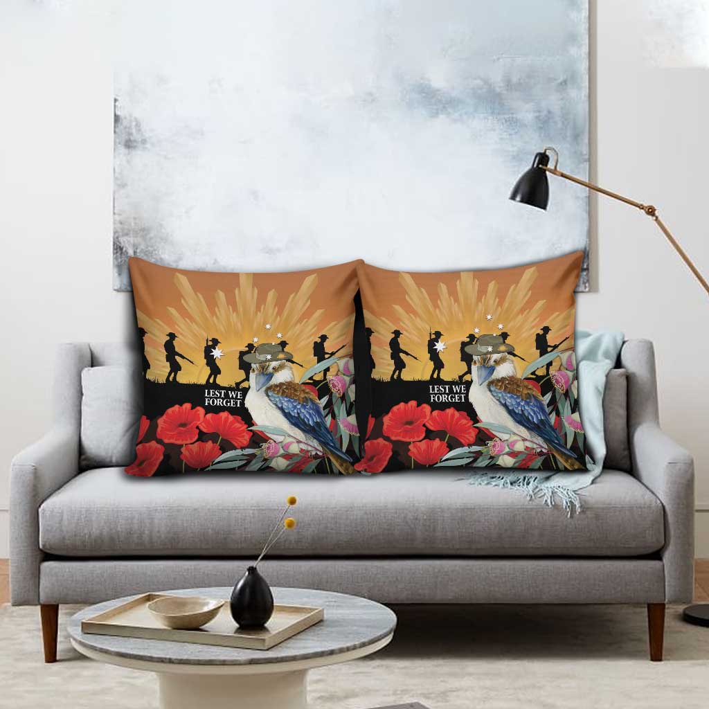 Australia Kookaburra ANZAC Day Pillow Cover Rising Sun 25th April Poppy Eucalyptus Blossoms - Aussie Hoodie