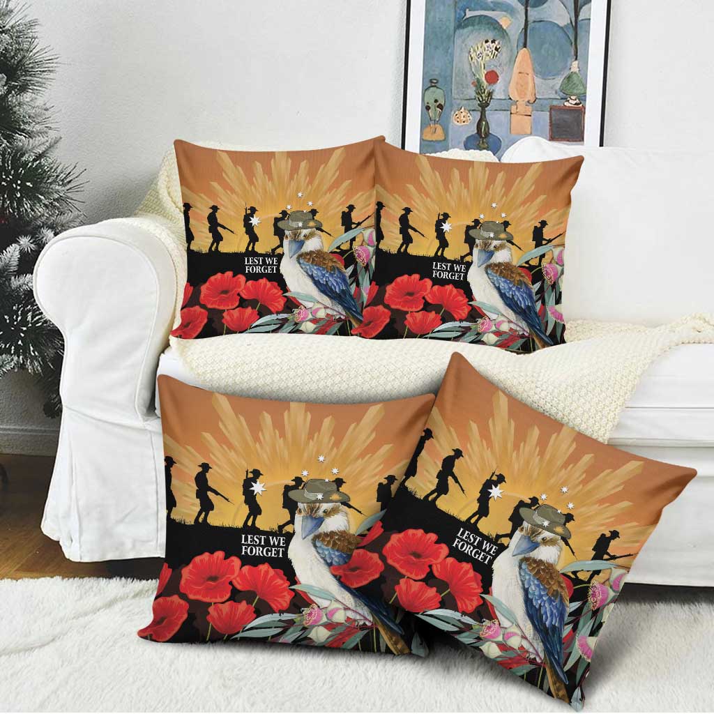 Australia Kookaburra ANZAC Day Pillow Cover Rising Sun 25th April Poppy Eucalyptus Blossoms - Aussie Hoodie