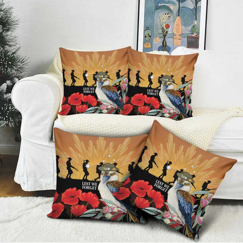 Australia Kookaburra ANZAC Day Pillow Cover Rising Sun 25th April Poppy Eucalyptus Blossoms - Aussie Hoodie
