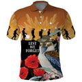 Australia Kookaburra ANZAC Day Polo Shirt Rising Sun 25th April Poppy Eucalyptus Blossoms - Aussie Hoodie