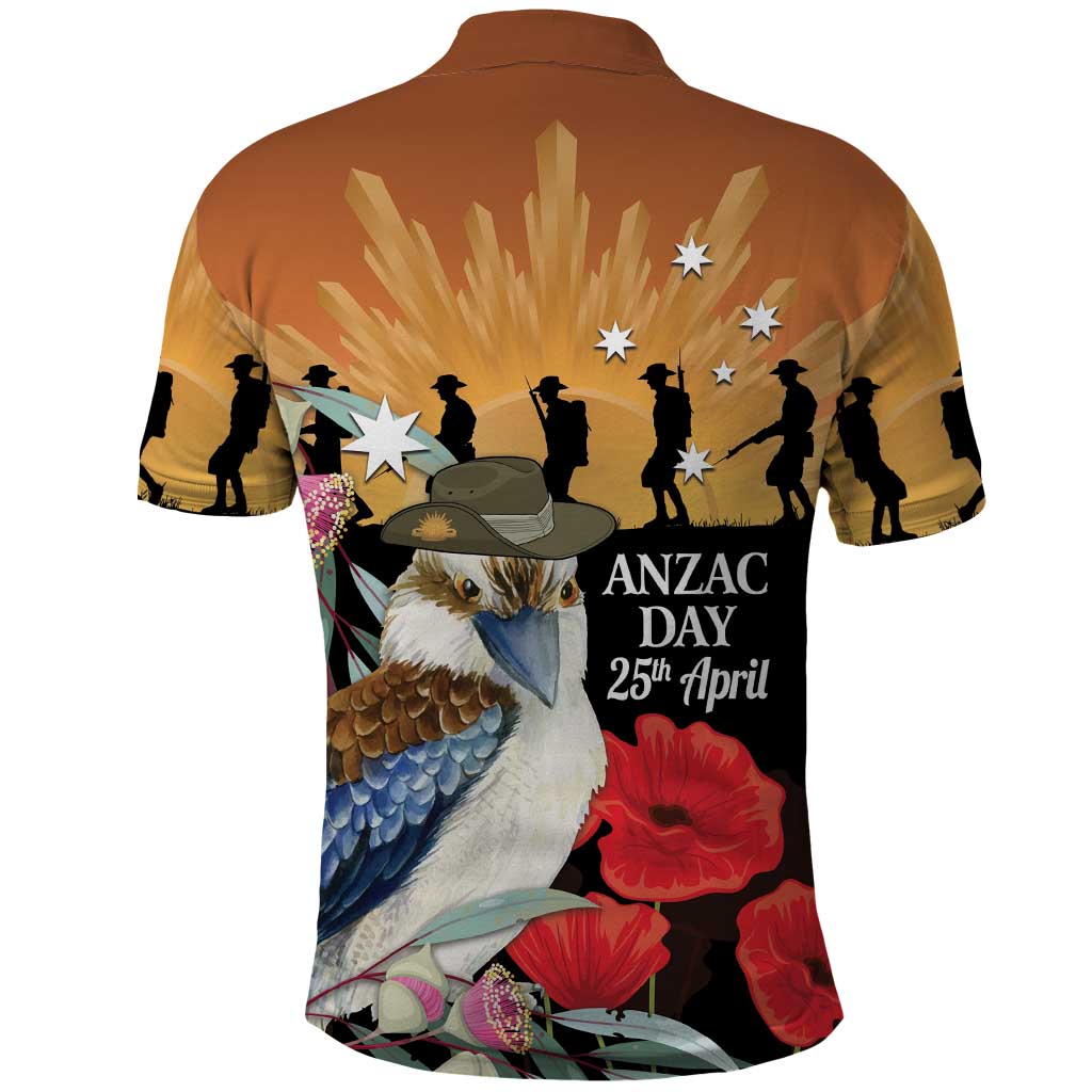 Australia Kookaburra ANZAC Day Polo Shirt Rising Sun 25th April Poppy Eucalyptus Blossoms - Aussie Hoodie