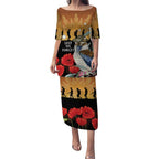 Australia Kookaburra ANZAC Day Puletasi Rising Sun 25th April Poppy Eucalyptus Blossoms - Aussie Hoodie