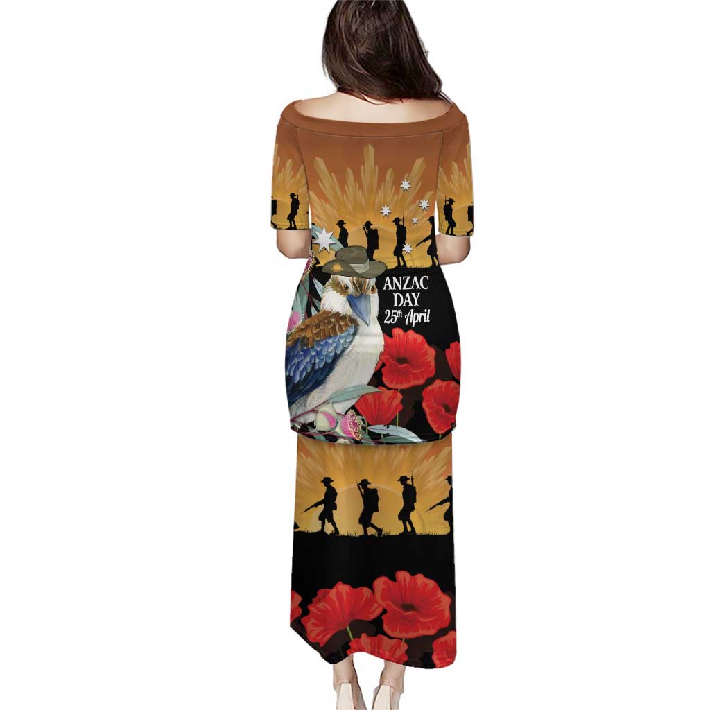 Australia Kookaburra ANZAC Day Puletasi Rising Sun 25th April Poppy Eucalyptus Blossoms - Aussie Hoodie