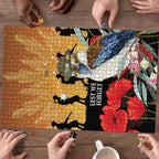 Australia Kookaburra ANZAC Day Puzzle Rising Sun 25th April Poppy Eucalyptus Blossoms - Aussie Hoodie