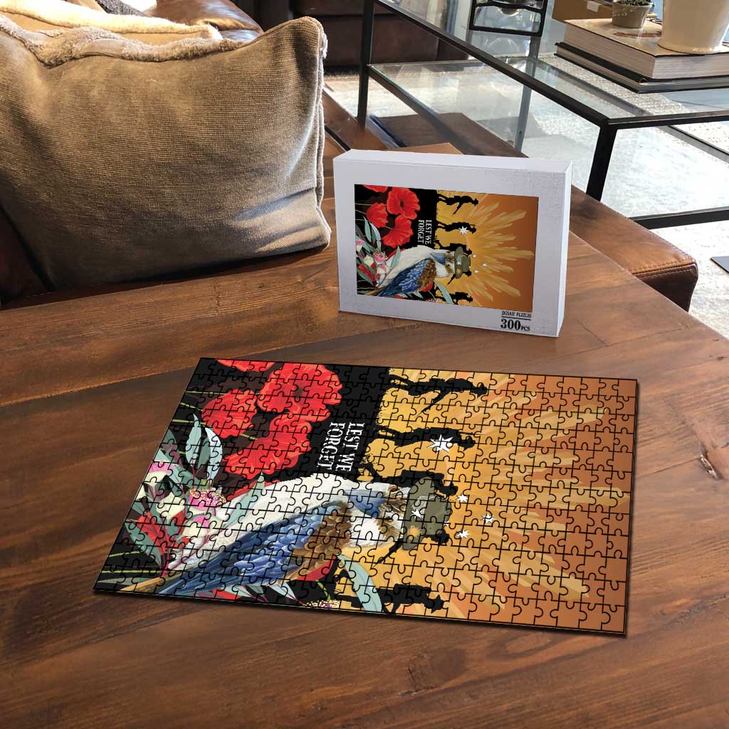 Australia Kookaburra ANZAC Day Puzzle Rising Sun 25th April Poppy Eucalyptus Blossoms - Aussie Hoodie