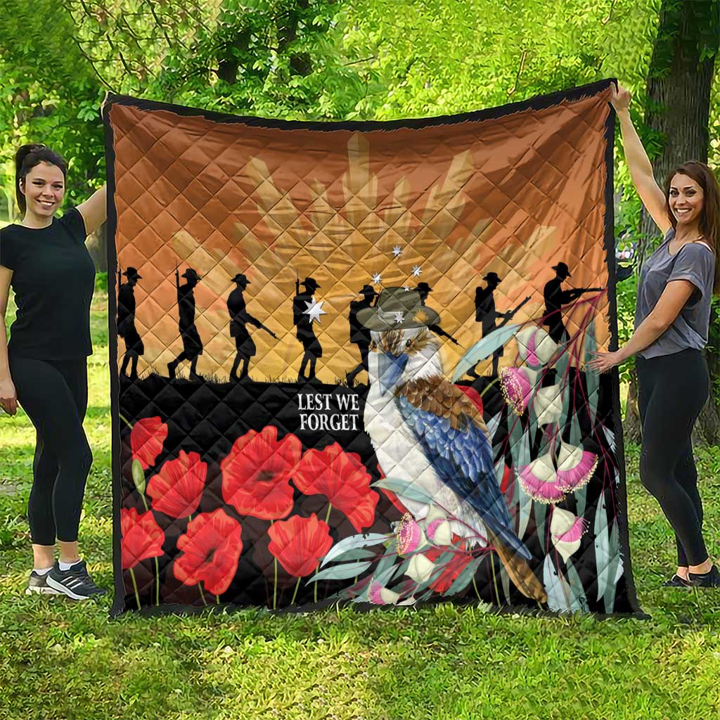 Australia Kookaburra ANZAC Day Quilt Rising Sun 25th April Poppy Eucalyptus Blossoms - Aussie Hoodie