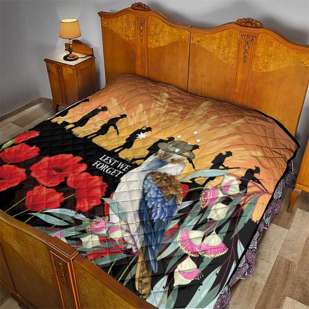 Australia Kookaburra ANZAC Day Quilt Rising Sun 25th April Poppy Eucalyptus Blossoms - Aussie Hoodie