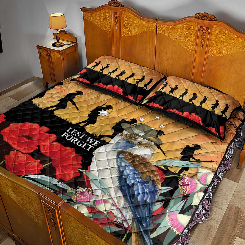 Australia Kookaburra ANZAC Day Quilt Bed Set Rising Sun 25th April Poppy Eucalyptus Blossoms - Aussie Hoodie