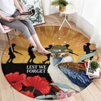Australia Kookaburra ANZAC Day Round Carpet Rising Sun 25th April Poppy Eucalyptus Blossoms - Aussie Hoodie