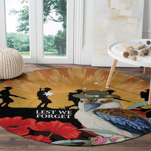 Australia Kookaburra ANZAC Day Round Carpet Rising Sun 25th April Poppy Eucalyptus Blossoms - Aussie Hoodie