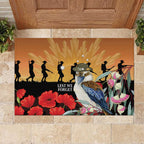 Australia Kookaburra ANZAC Day Rubber Doormat Rising Sun 25th April Poppy Eucalyptus Blossoms - Aussie Hoodie