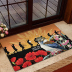 Australia Kookaburra ANZAC Day Rubber Doormat Rising Sun 25th April Poppy Eucalyptus Blossoms - Aussie Hoodie