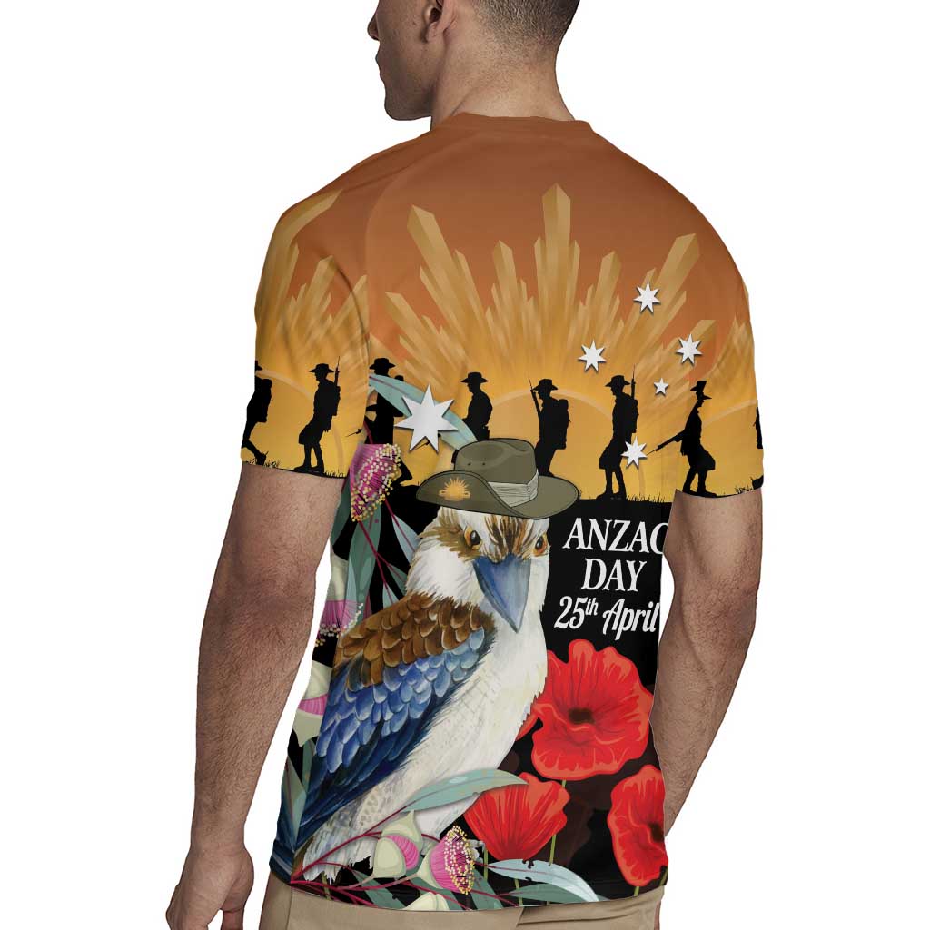Australia Kookaburra ANZAC Day Rugby Jersey Rising Sun 25th April Poppy Eucalyptus Blossoms - Aussie Hoodie