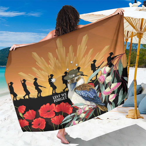 Australia Kookaburra ANZAC Day Sarong Rising Sun 25th April Poppy Eucalyptus Blossoms - Aussie Hoodie