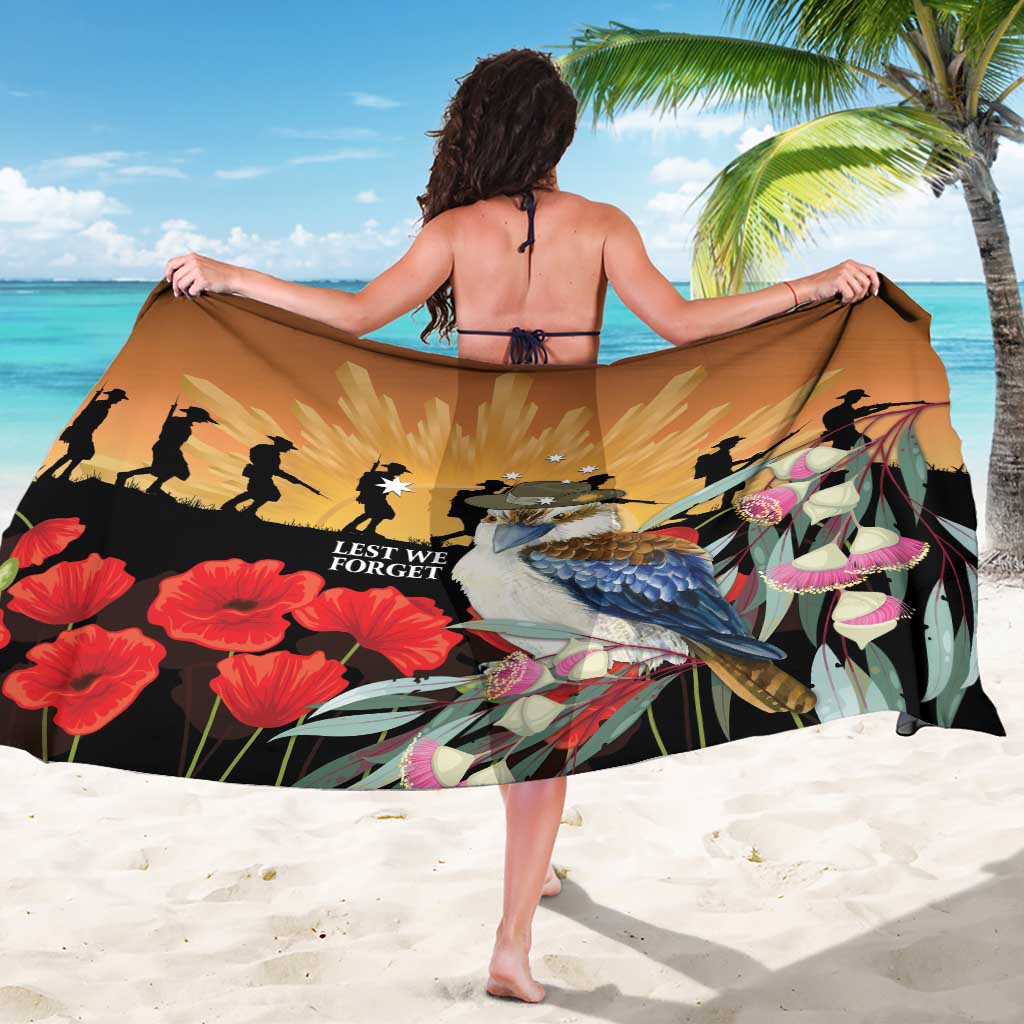 Australia Kookaburra ANZAC Day Sarong Rising Sun 25th April Poppy Eucalyptus Blossoms - Aussie Hoodie