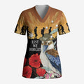 Australia Kookaburra ANZAC Day Scrub Top Rising Sun 25th April Poppy Eucalyptus Blossoms - Aussie Hoodie