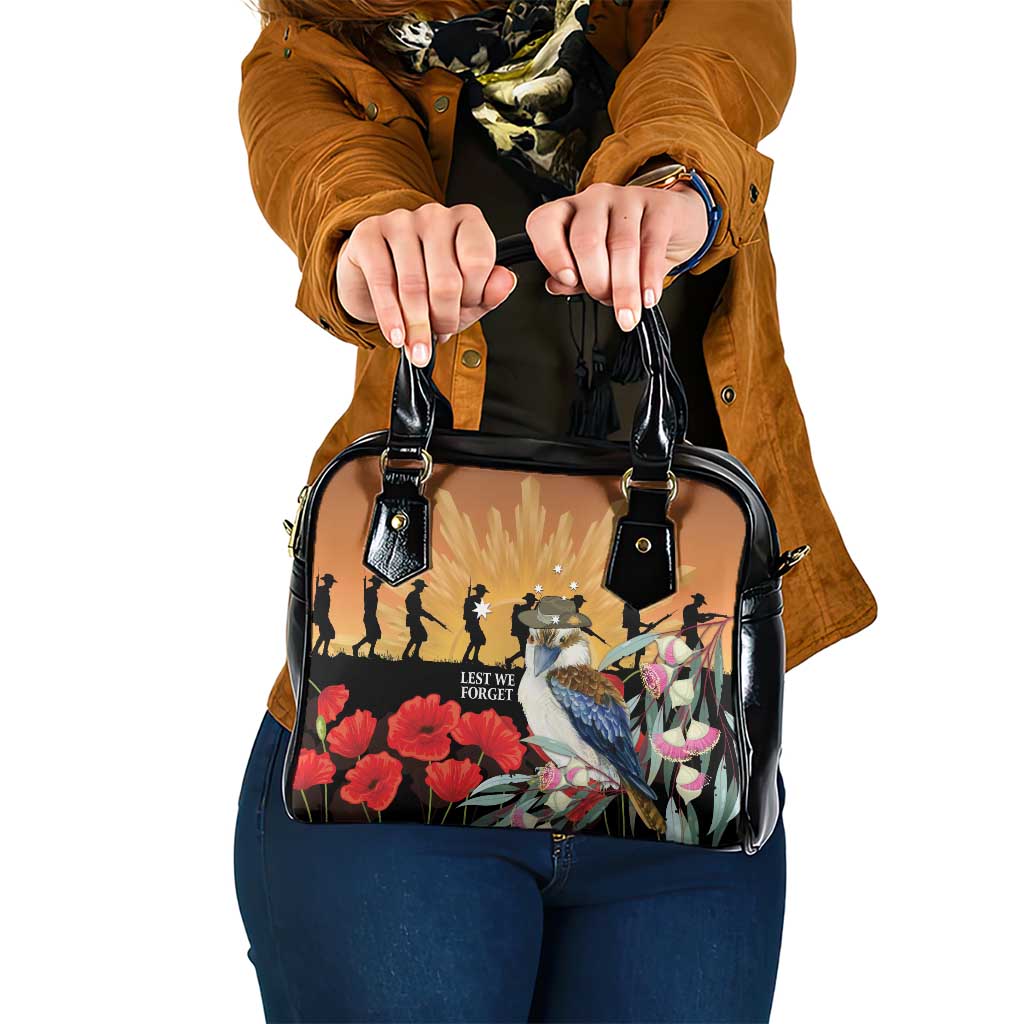 Australia Kookaburra ANZAC Day Shoulder Handbag Rising Sun 25th April Poppy Eucalyptus Blossoms - Aussie Hoodie