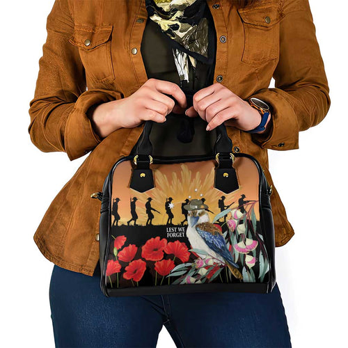 Australia Kookaburra ANZAC Day Shoulder Handbag Rising Sun 25th April Poppy Eucalyptus Blossoms - Aussie Hoodie