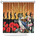 Australia Kookaburra ANZAC Day Shower Curtain Rising Sun 25th April Poppy Eucalyptus Blossoms - Aussie Hoodie