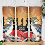 Australia Kookaburra ANZAC Day Skinny Tumbler Rising Sun 25th April Poppy Eucalyptus Blossoms - Aussie Hoodie