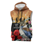 Australia Kookaburra ANZAC Day Sleeveless Hoodie Rising Sun 25th April Poppy Eucalyptus Blossoms - Aussie Hoodie