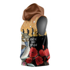 Australia Kookaburra ANZAC Day Sleeveless Hoodie Rising Sun 25th April Poppy Eucalyptus Blossoms - Aussie Hoodie