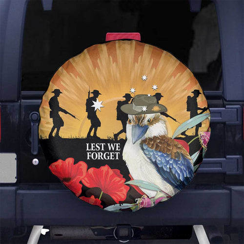 Australia Kookaburra ANZAC Day Spare Tire Cover Rising Sun 25th April Poppy Eucalyptus Blossoms - Aussie Hoodie