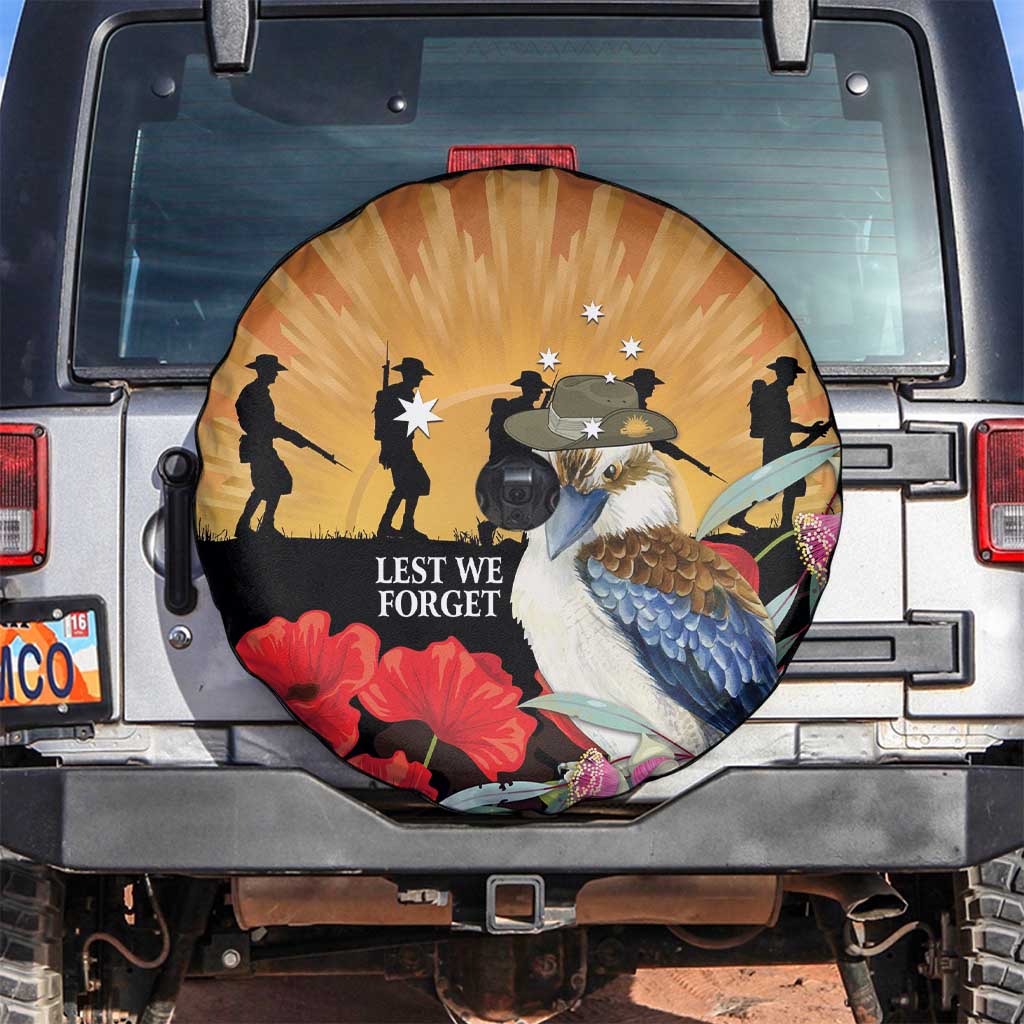 Australia Kookaburra ANZAC Day Spare Tire Cover Rising Sun 25th April Poppy Eucalyptus Blossoms - Aussie Hoodie