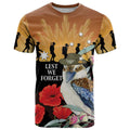 Australia Kookaburra ANZAC Day T Shirt Rising Sun 25th April Poppy Eucalyptus Blossoms - Aussie Hoodie