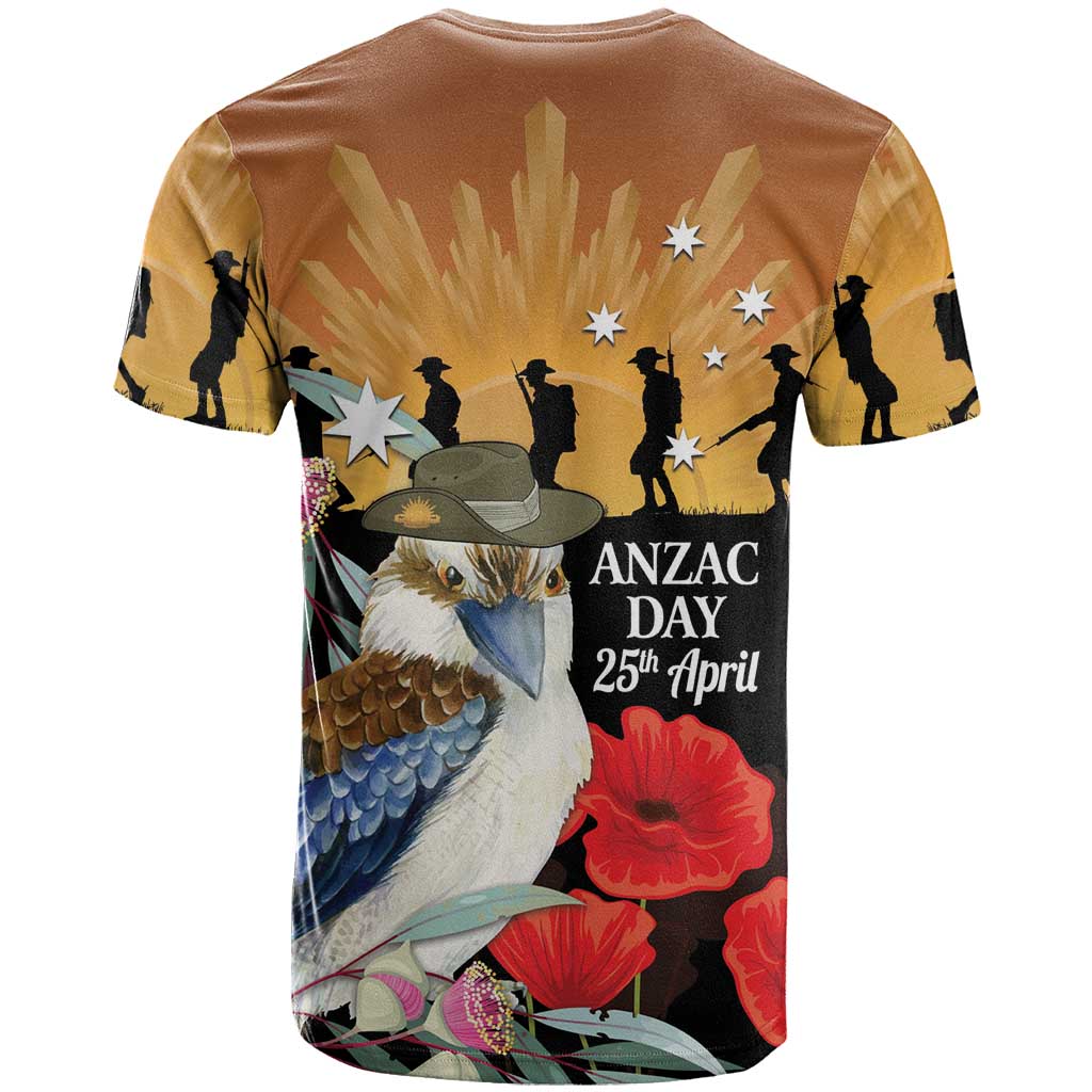 Australia Kookaburra ANZAC Day T Shirt Rising Sun 25th April Poppy Eucalyptus Blossoms - Aussie Hoodie