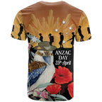 Australia Kookaburra ANZAC Day T Shirt Rising Sun 25th April Poppy Eucalyptus Blossoms - Aussie Hoodie