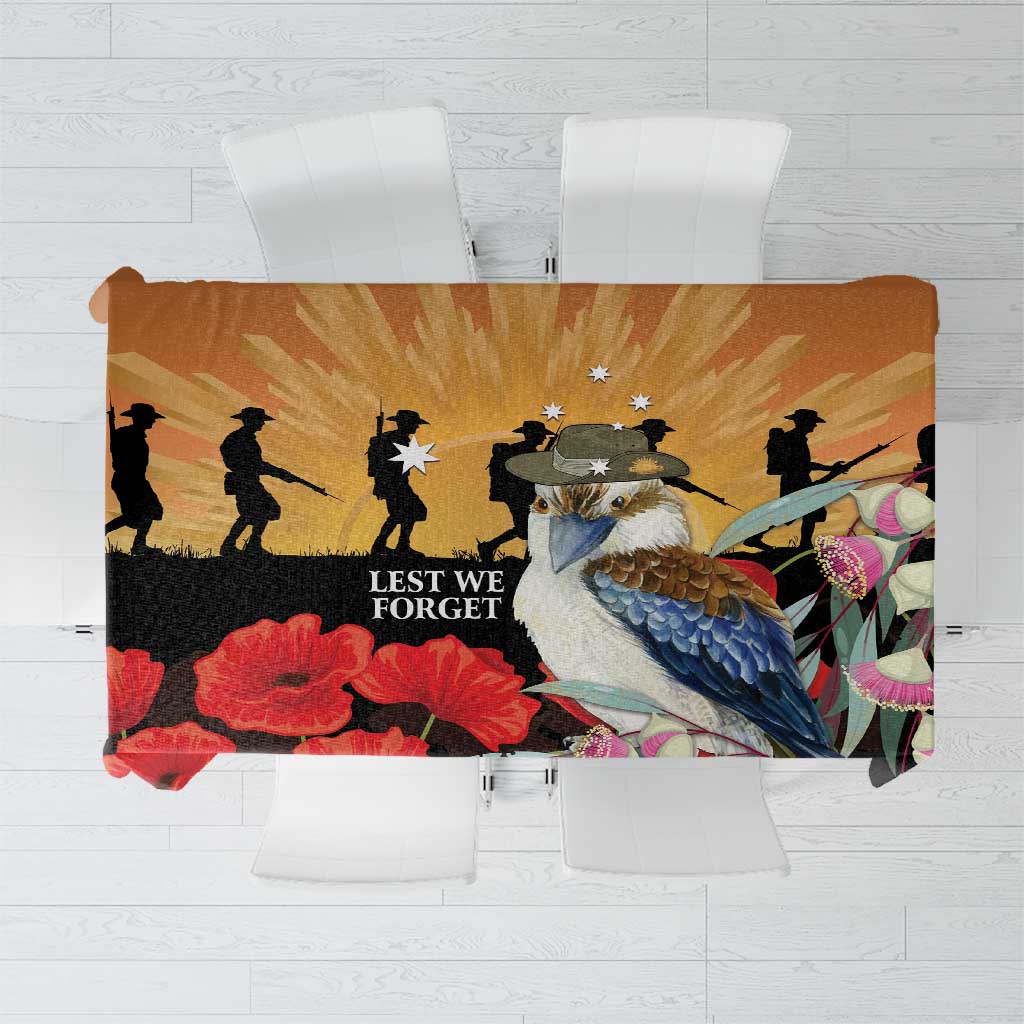 Australia Kookaburra ANZAC Day Tablecloth Rising Sun 25th April Poppy Eucalyptus Blossoms - Aussie Hoodie