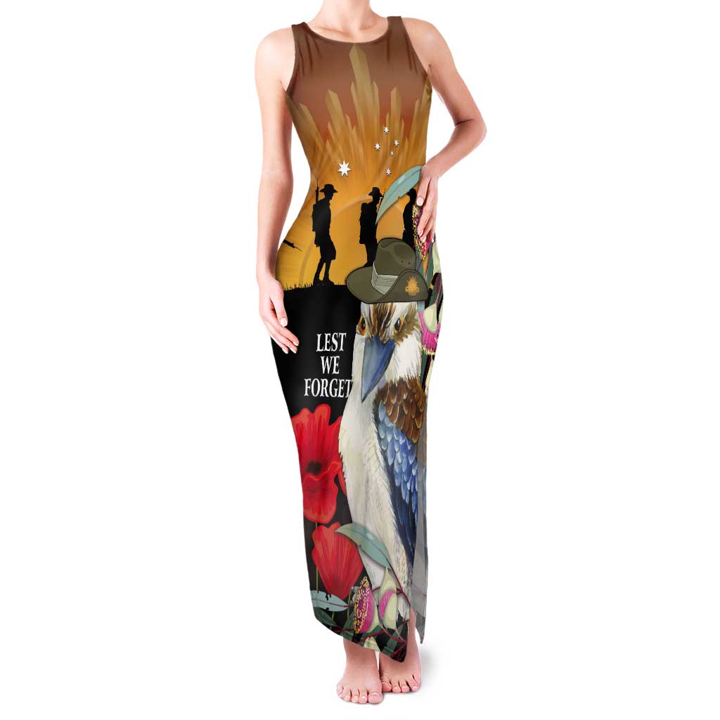 Australia Kookaburra ANZAC Day Tank Maxi Dress Rising Sun 25th April Poppy Eucalyptus Blossoms - Aussie Hoodie