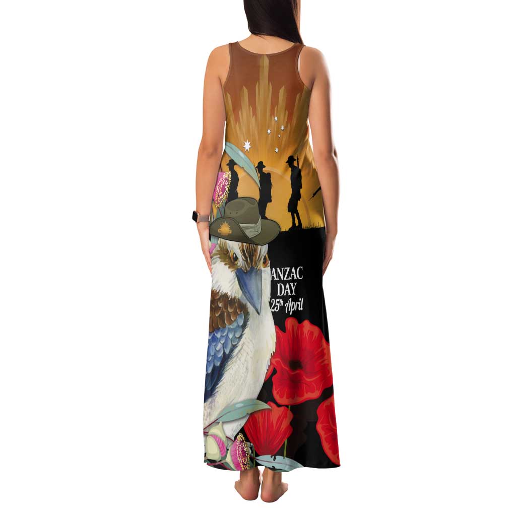 Australia Kookaburra ANZAC Day Tank Maxi Dress Rising Sun 25th April Poppy Eucalyptus Blossoms - Aussie Hoodie