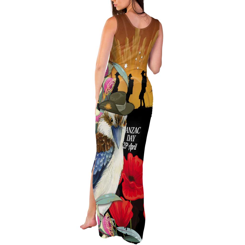 Australia Kookaburra ANZAC Day Tank Maxi Dress Rising Sun 25th April Poppy Eucalyptus Blossoms - Aussie Hoodie
