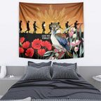 Australia Kookaburra ANZAC Day Tapestry Rising Sun 25th April Poppy Eucalyptus Blossoms - Aussie Hoodie