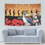 Australia Kookaburra ANZAC Day Tapestry Rising Sun 25th April Poppy Eucalyptus Blossoms - Aussie Hoodie
