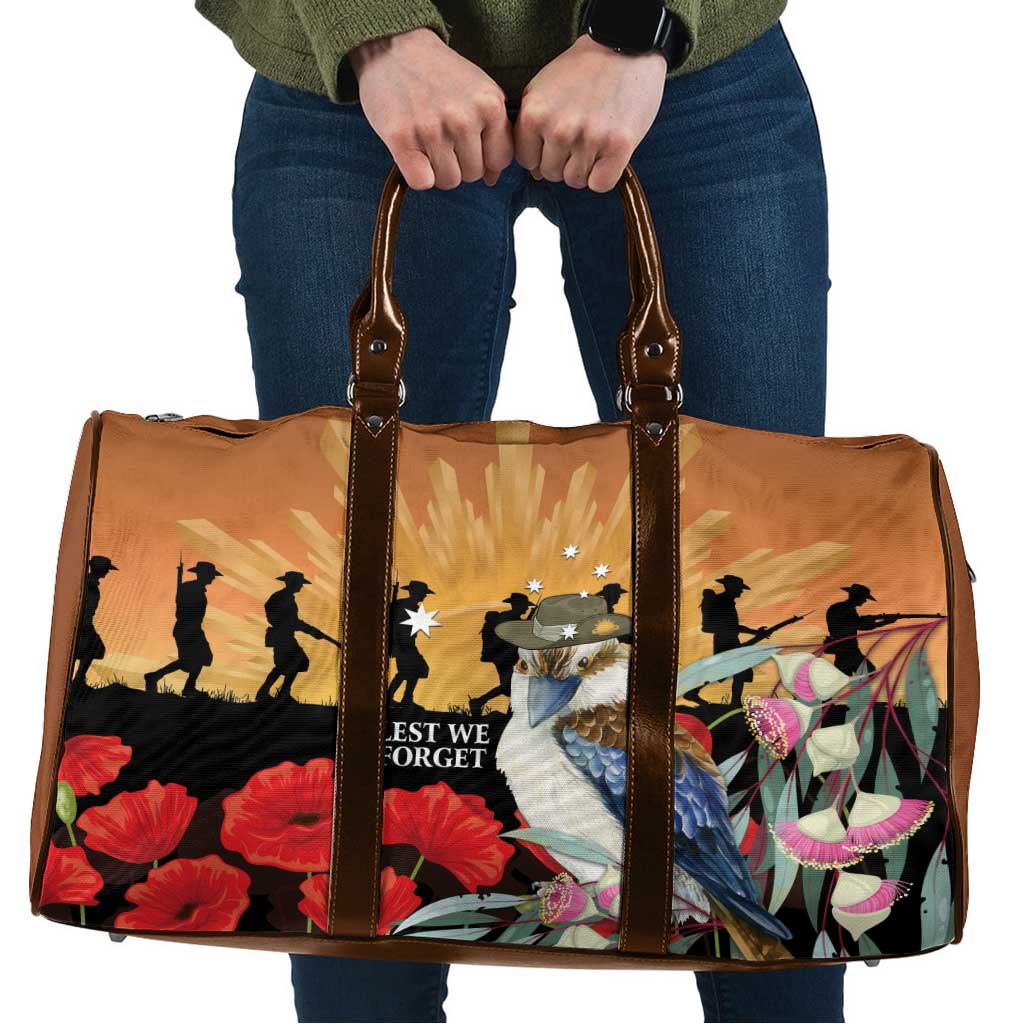 Australia Kookaburra ANZAC Day Travel Bag Rising Sun 25th April Poppy Eucalyptus Blossoms - Aussie Hoodie