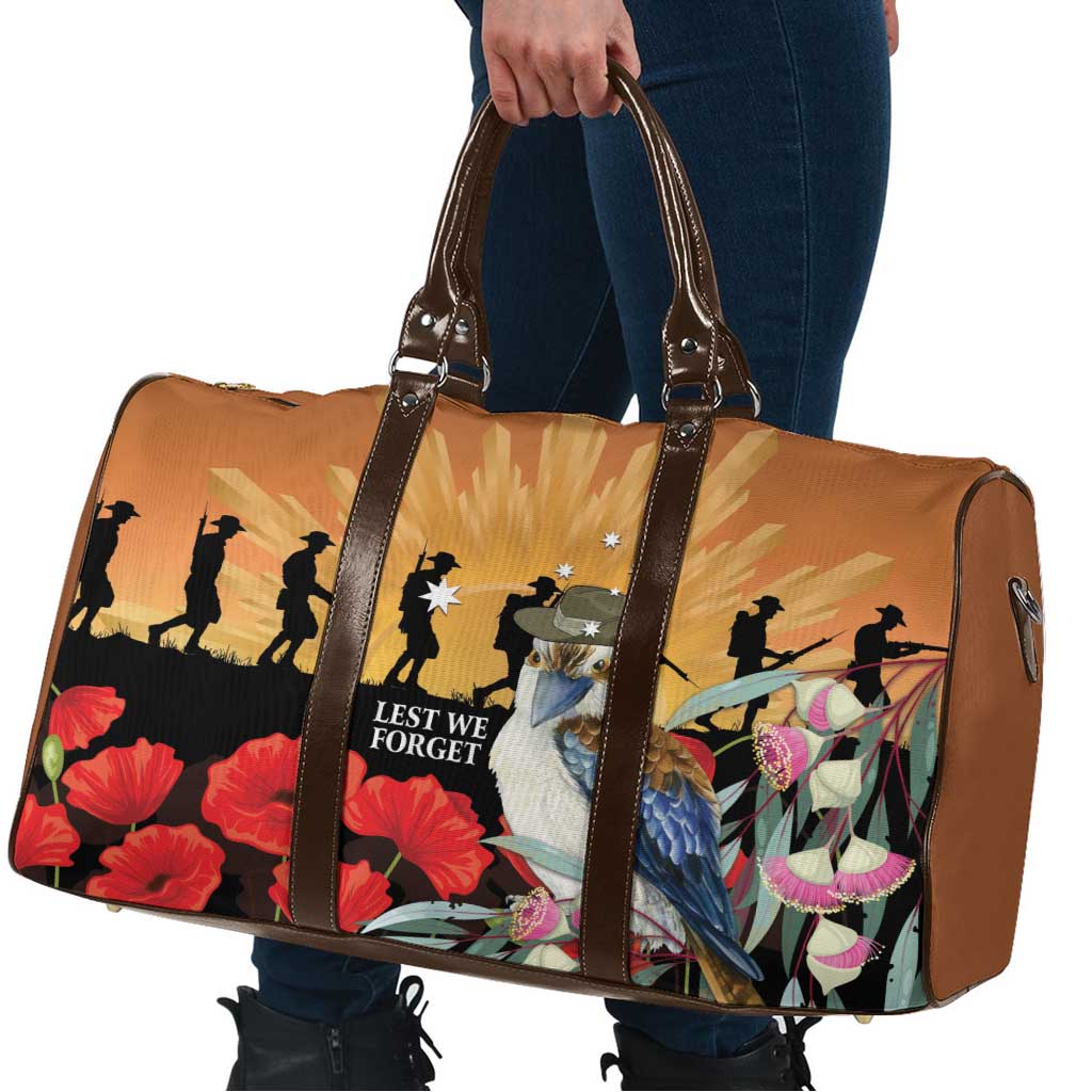 Australia Kookaburra ANZAC Day Travel Bag Rising Sun 25th April Poppy Eucalyptus Blossoms - Aussie Hoodie