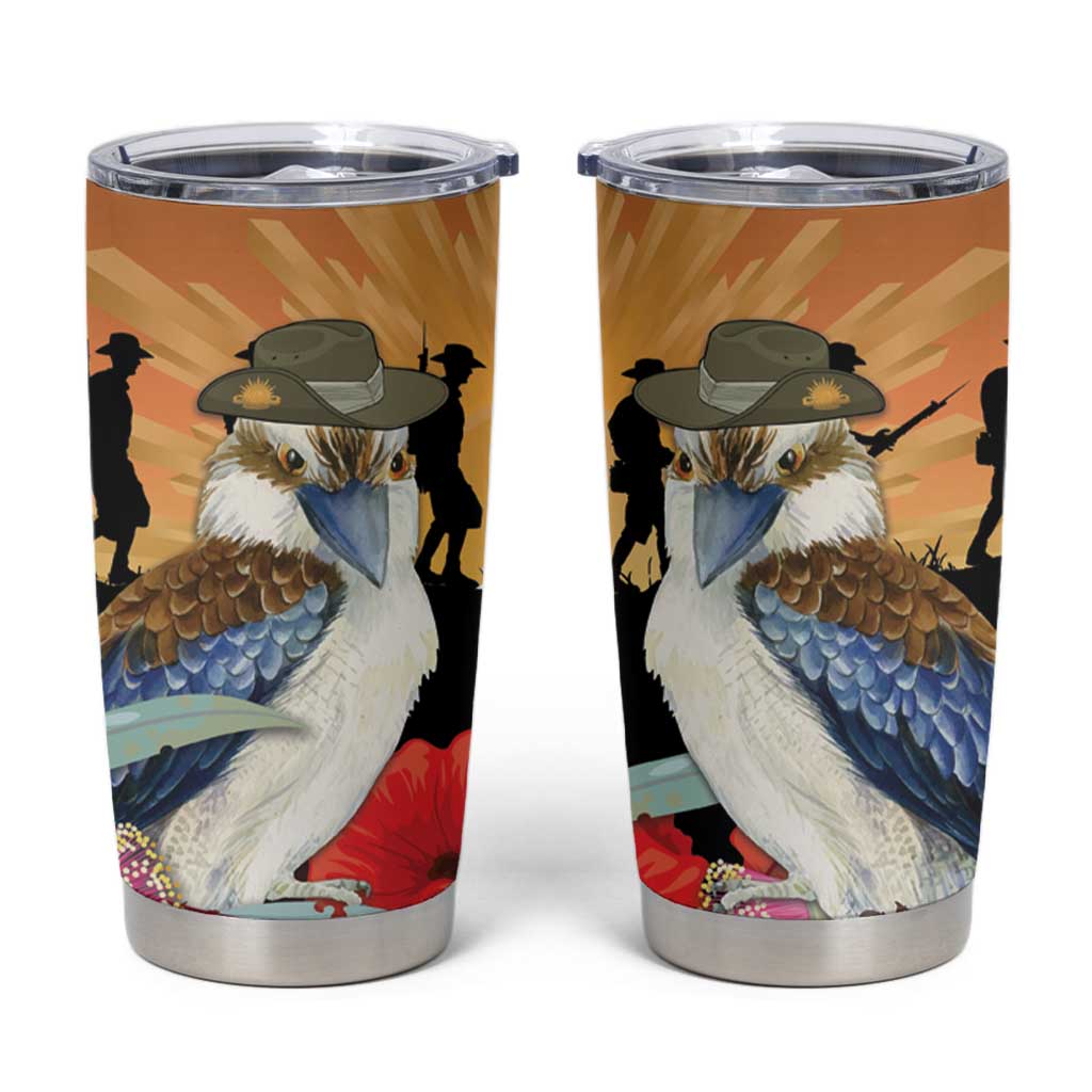 Australia Kookaburra ANZAC Day Tumbler Cup Rising Sun 25th April Poppy Eucalyptus Blossoms - Aussie Hoodie