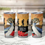 Australia Kookaburra ANZAC Day Tumbler Cup Rising Sun 25th April Poppy Eucalyptus Blossoms - Aussie Hoodie