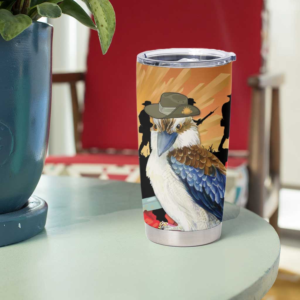 Australia Kookaburra ANZAC Day Tumbler Cup Rising Sun 25th April Poppy Eucalyptus Blossoms - Aussie Hoodie