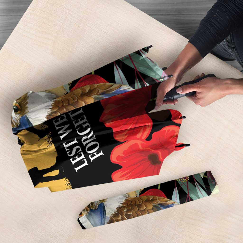 Australia Kookaburra ANZAC Day Umbrella Rising Sun 25th April Poppy Eucalyptus Blossoms - Aussie Hoodie